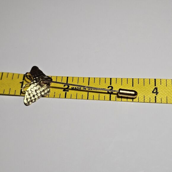 Gold Tone Yellow Green Cloisonne Butterfly Stick Lapel Hat Pin - Picture 7 of 11